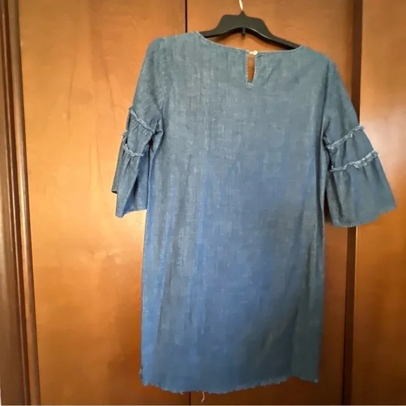 MittoShop Sz Medium Denim Dress Size M. Boho Vibes. Bell Sleeves - Picture 2 of 6